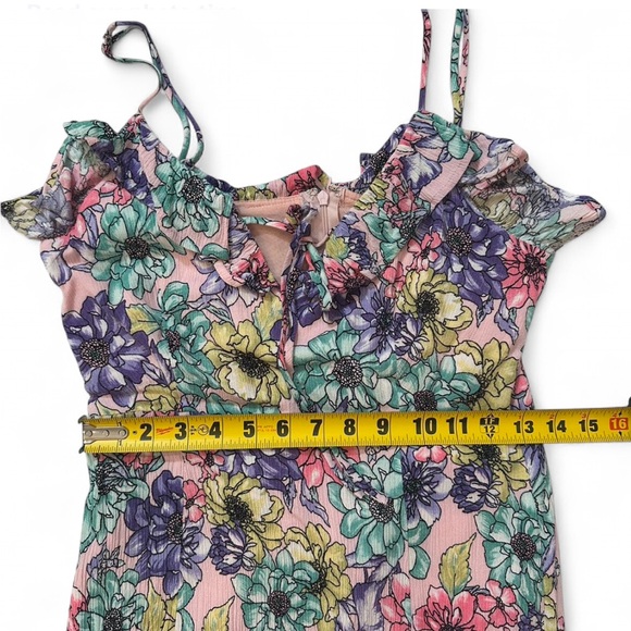 Lulus - Dynah Blush Pink Floral Maxi Dress with slit - Medium - Picture 11 of 12